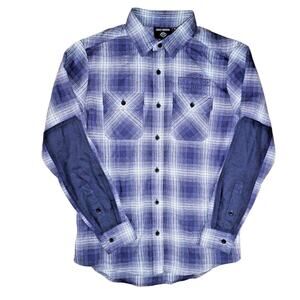 Harley Davidson Purple Black Plaid Safari Flannel Shirt Men’s Medium EUC